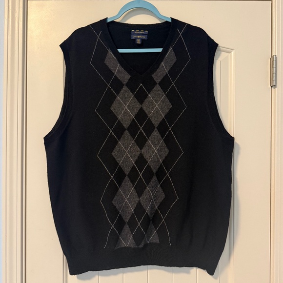 Club Room Men’s Plus 100% Wool Black Vest Sweater Size XXL - Picture 1 of 5